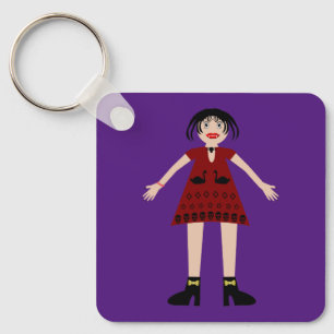 Gothic Halloween Vampire Lady Double Sided Key Ring