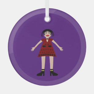 Gothic Halloween Vampire Lady Glass Tree Decoration