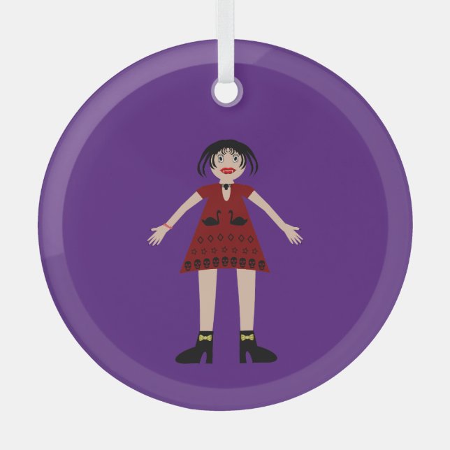 Gothic Halloween Vampire Lady Glass Tree Decoration (Front)
