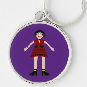 Gothic Halloween Vampire Lady Key Ring
