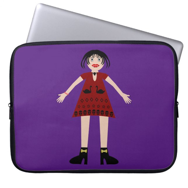 Gothic Halloween Vampire Lady Laptop Sleeve (Front)