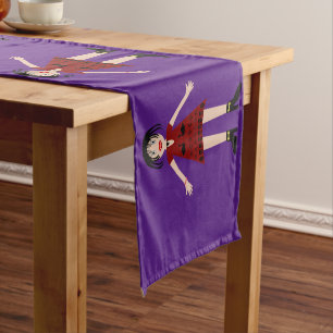 Gothic Halloween Vampire Lady Patterned Short Table Runner