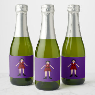 Gothic Halloween Vampire Lady Sparkling Wine Label