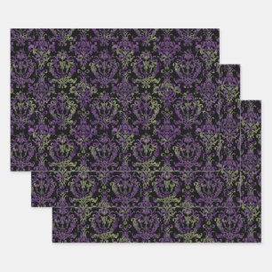 Gothic Halloween Victorian purple pattern Wrapping Paper Sheet