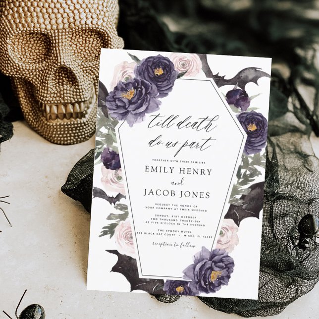 Gothic Halloween Wedding Dark Purple Invitation (Creator Uploaded)