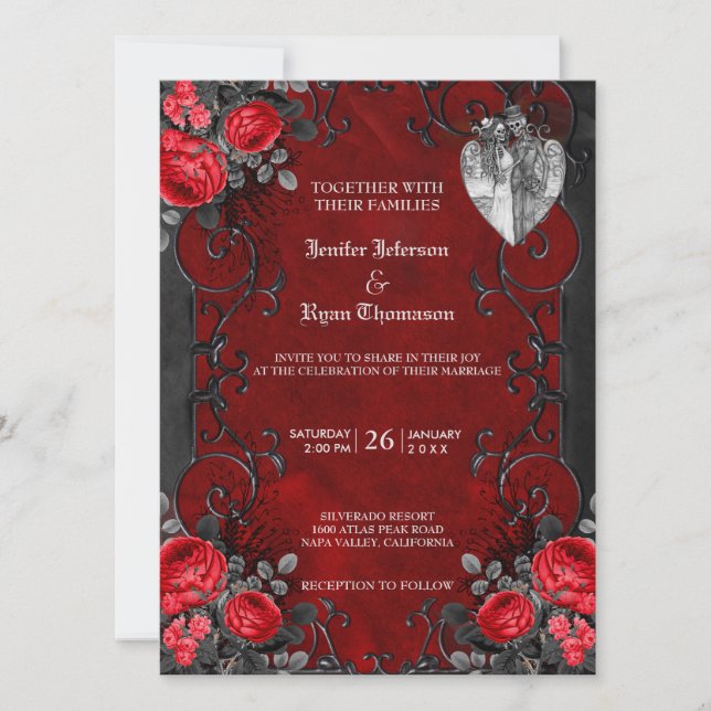 Gothic Halloween wedding invitation (Front)