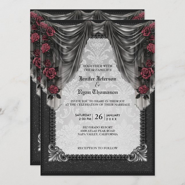 Gothic Halloween wedding invitation (Front/Back)