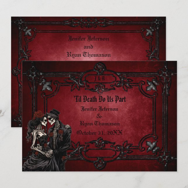 Gothic Halloween wedding invitation (Front/Back)