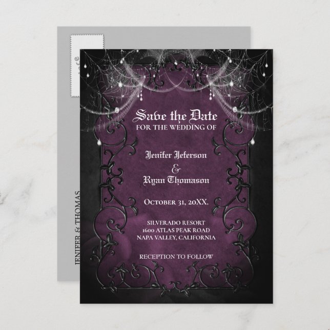 Gothic Halloween wedding invitation (Front/Back)