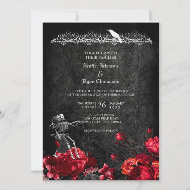 Gothic Halloween wedding invitation (Front)