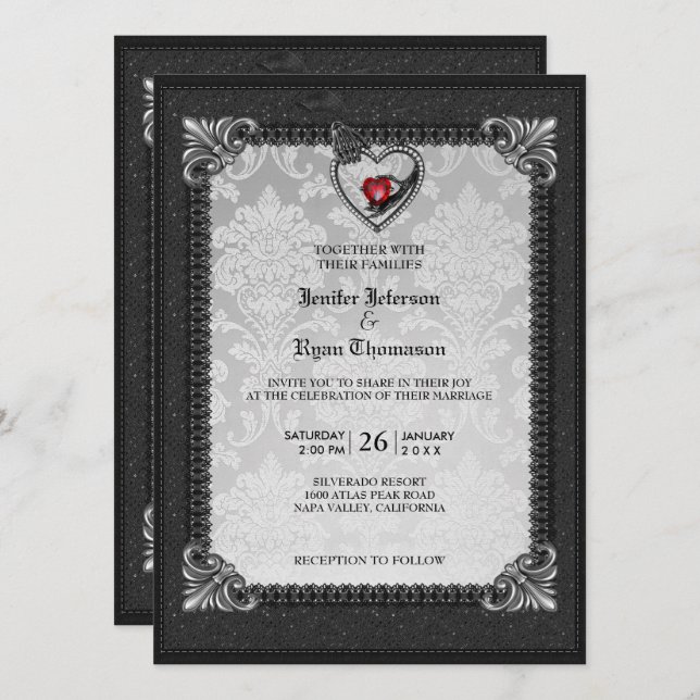 Gothic Halloween wedding invitation (Front/Back)