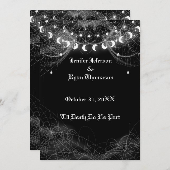 Gothic Halloween wedding invitation (Front/Back)