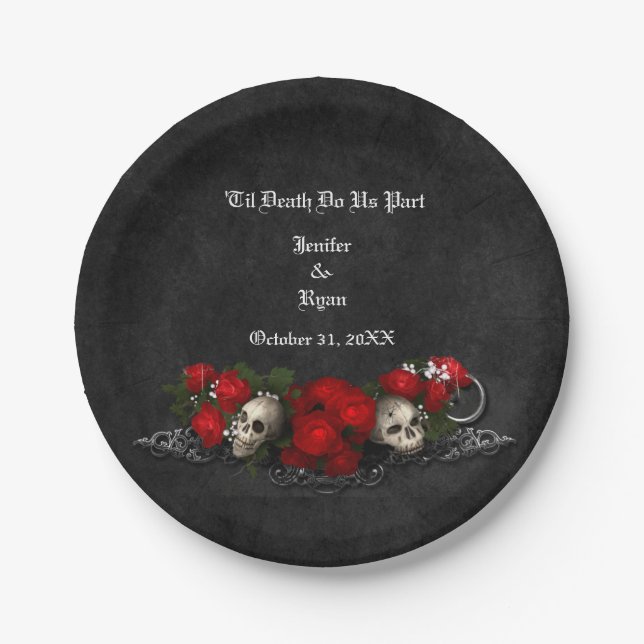 Gothic halloween wedding Plate (Front)