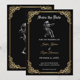Gothic halloween wedding save the date invitation