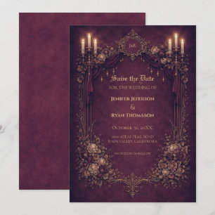 Gothic halloween wedding save the date invitation