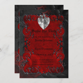 Gothic halloween wedding save the date invitation