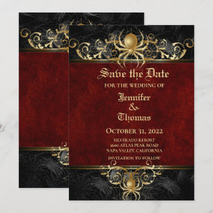 Gothic halloween wedding save the date invitation