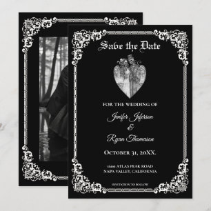 Gothic halloween wedding save the date invitation