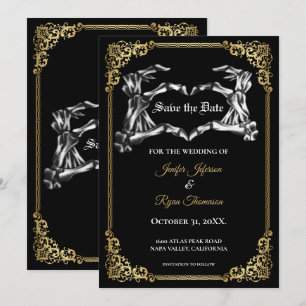Gothic halloween wedding save the date invitation