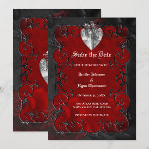 Gothic halloween wedding save the date invitation