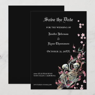 Gothic halloween wedding save the date invitation