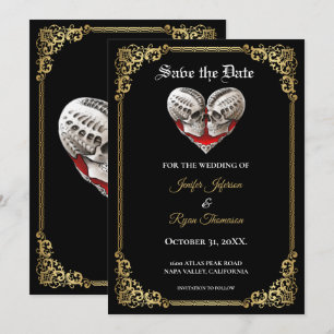 Gothic halloween wedding save the date invitation