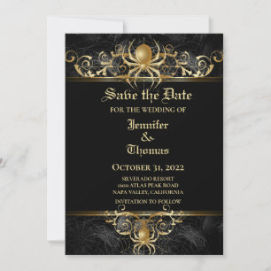 Gothic halloween wedding save the date invitation