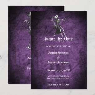 Gothic halloween wedding save the date invitation