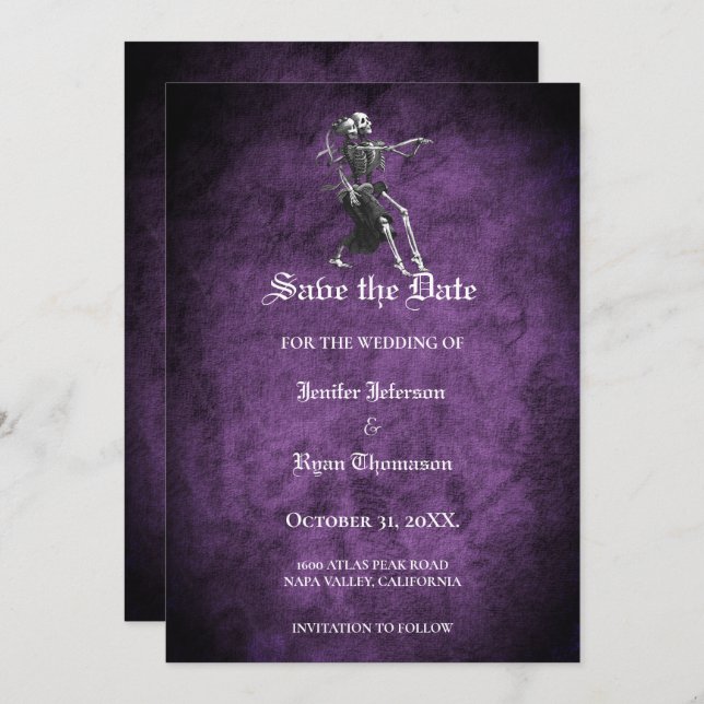 Gothic halloween wedding save the date invitation (Front/Back)