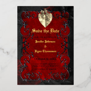 Gothic halloween wedding save the date invitation