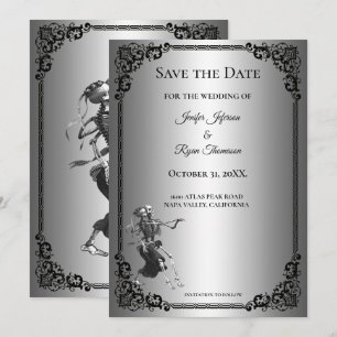 Gothic halloween wedding save the date invitation