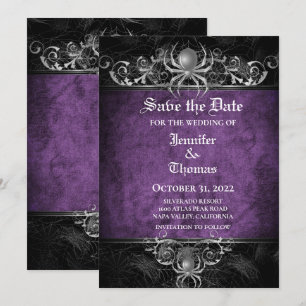 Gothic halloween wedding save the date invitation