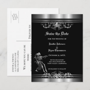 Gothic halloween wedding save the date postcard