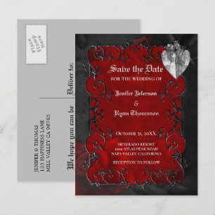 Gothic halloween wedding save the date postcard