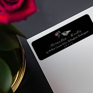Gothic Halloween Wedding Skeleton Hand Rose Black