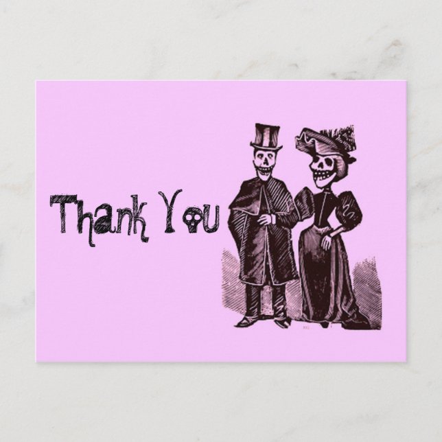 Gothic Halloween Wedding Thank You Postcard (Front)