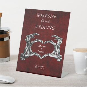 Gothic halloween wedding Welcome Plaque Pedestal Pedestal Sign