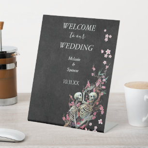 Gothic halloween wedding Welcome Plaque Pedestal Pedestal Sign