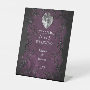 Gothic halloween wedding Welcome Plaque Pedestal S Sign