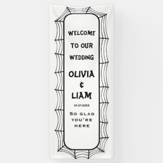 Gothic Halloween Wedding Welcome sign,Fabric linen Banner