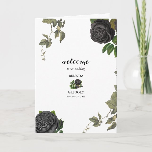 Gothic Halloween Wedding White Order of Service Programme (Front)