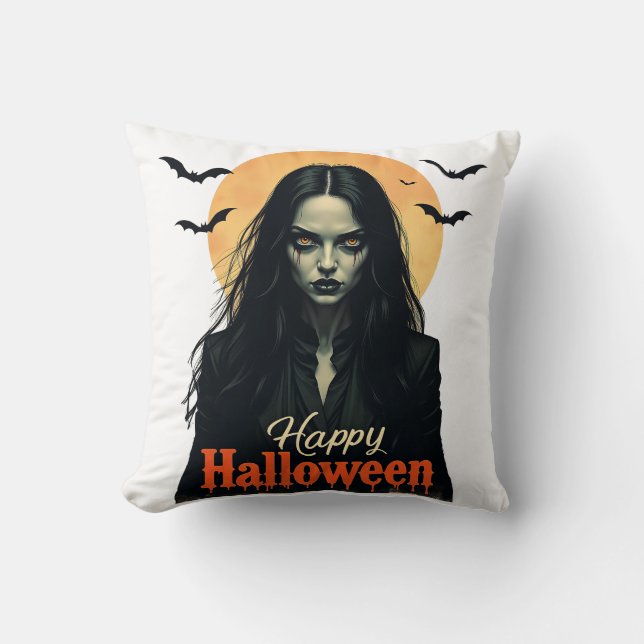 Gothic Halloween Witch Cushion (Front)