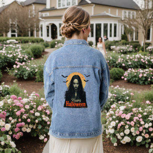 Gothic Halloween Witch Denim Jacket