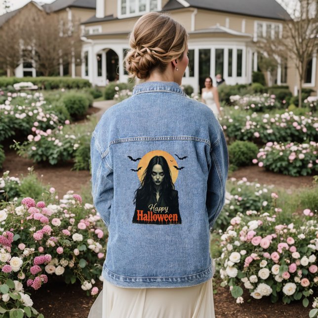 Gothic Halloween Witch Denim Jacket (Wedding Back)