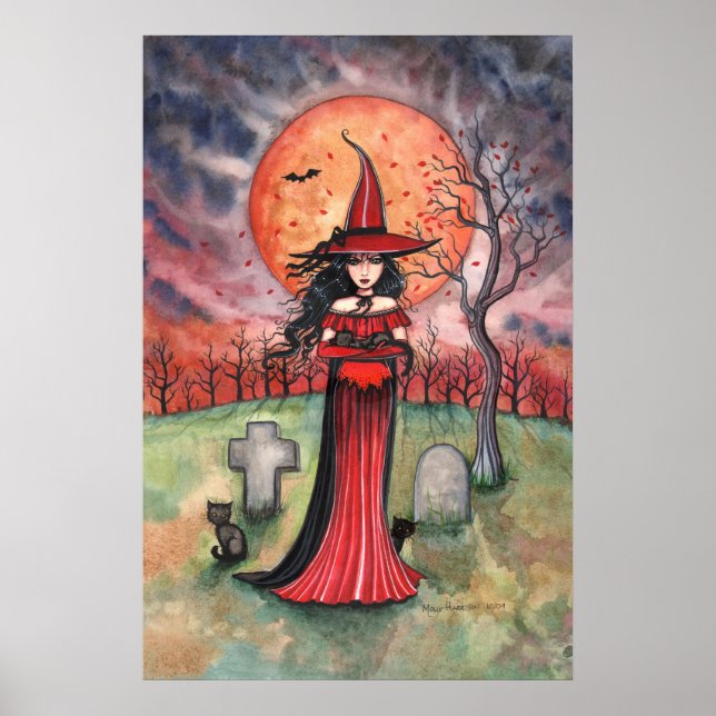 Gothic Halloween Witch Poster by Molly Harrison (Front)