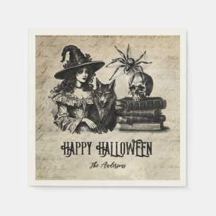 Gothic Halloween witch skull spider wolf Napkin