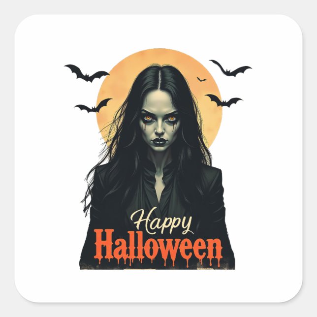 Gothic Halloween Witch Square Sticker (Front)