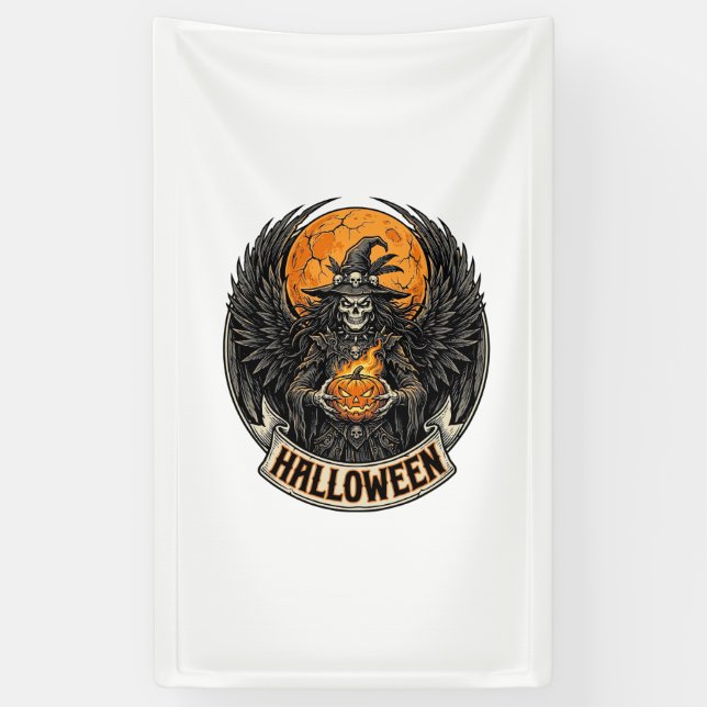Gothic Halloween Witch Vintage Banner (Vertical)