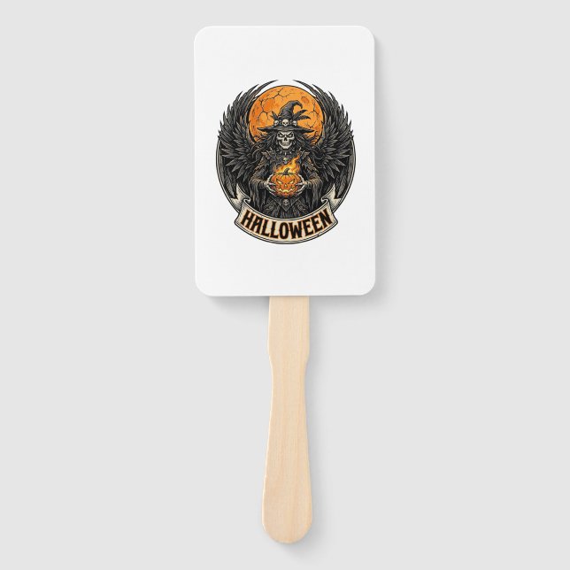 Gothic Halloween Witch Vintage Hand Fan (Front)