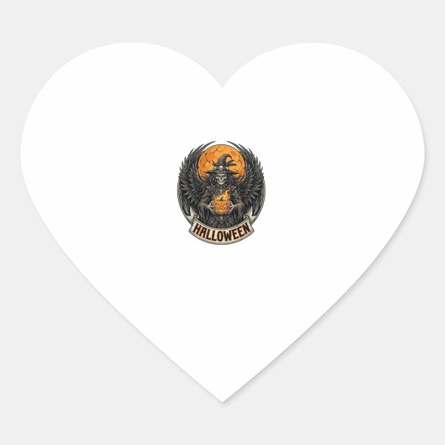 Gothic Halloween Witch Vintage Heart Sticker (Front)